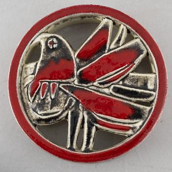 Lisa Larson, väggreliefer, 5 st, stengods, bl.a. ur serien "Rundel", Gustavsberg.