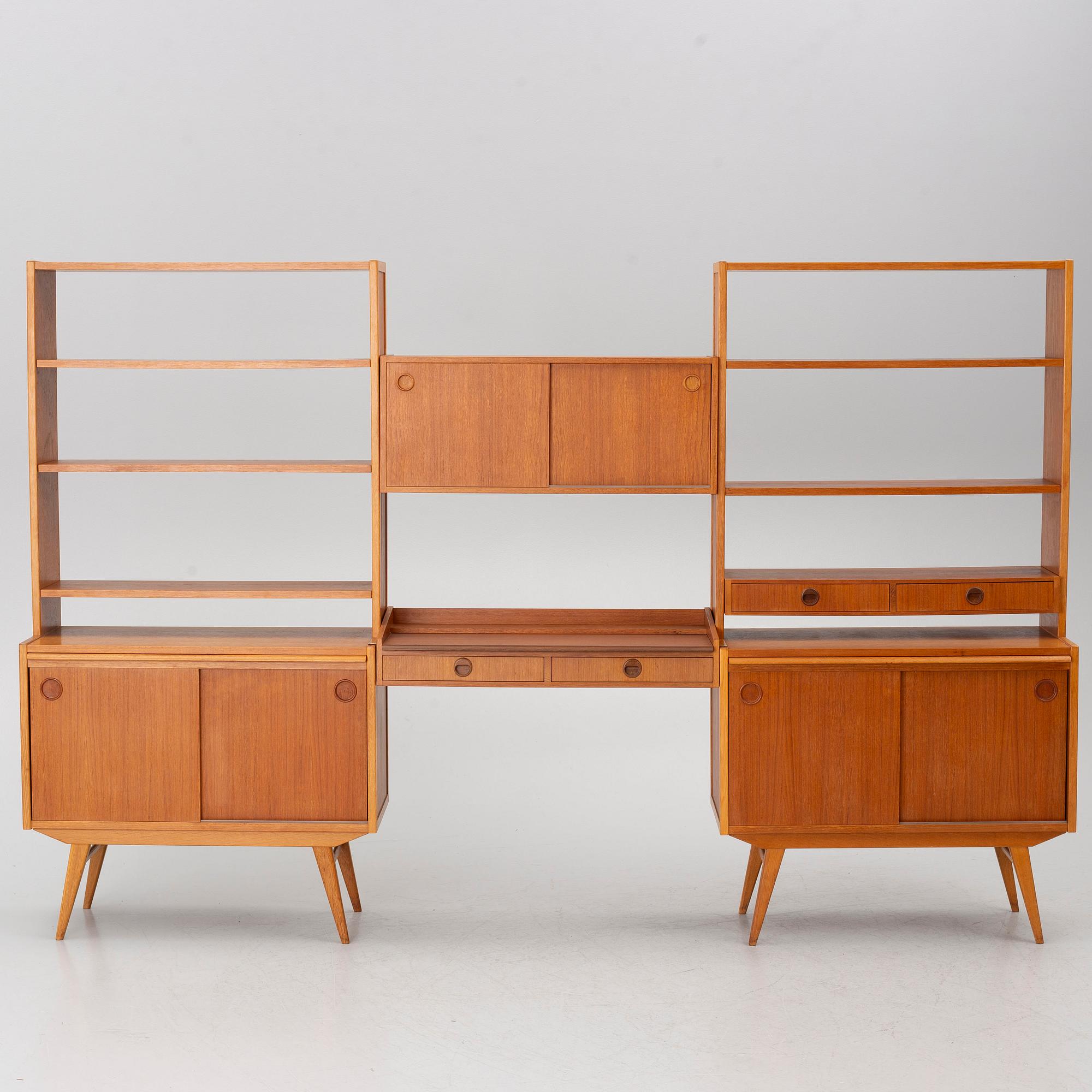 Bookshelves, a pair, mid-20th century.