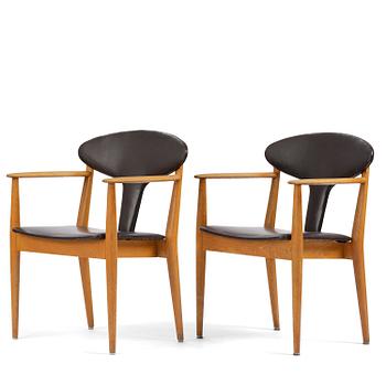 Carl-Axel Acking, attributed, a pair of armchairs, reportedly executed for the municipal council in Åhus, by Åhmans, 1950s.