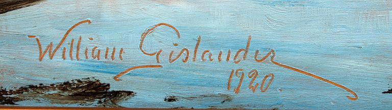 William Gislander, oil on canvas, signed and dated 1920.
