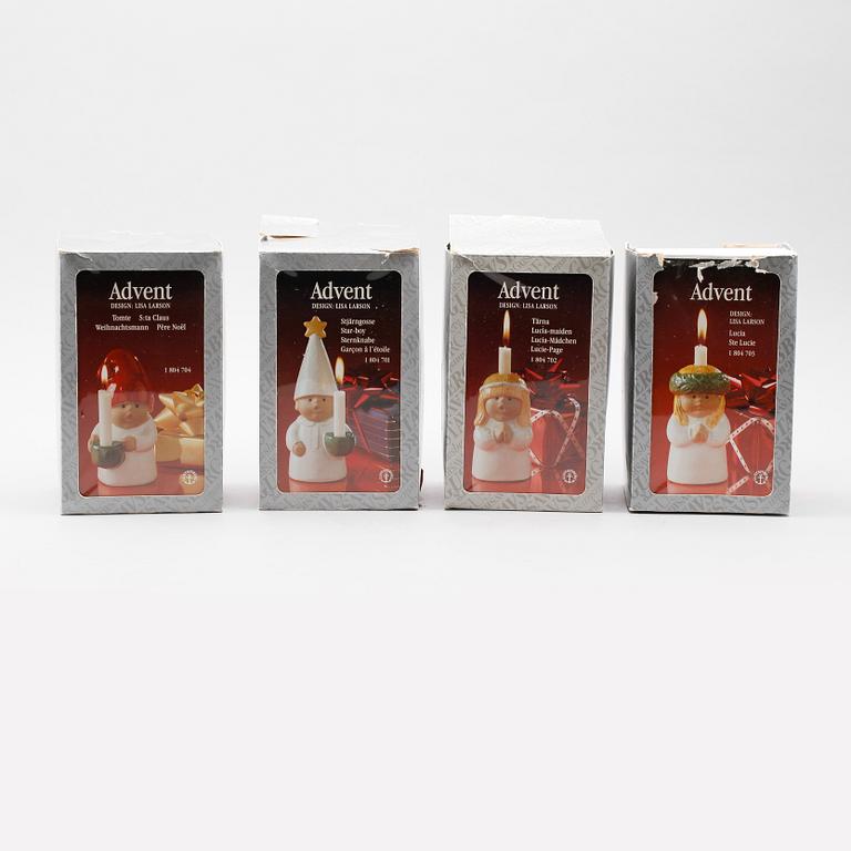 FIGURINER, 4 st, stengods, "Advent", Lisa Larson, Gustavsberg, formgivna 1978.