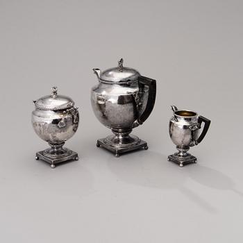 A three piece silver coffee set, Germany ca 1900.