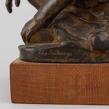 Christian Eriksson, skulptur, brons, signerad Chr. Eriksson och daterad Kiirunavaara 1909.