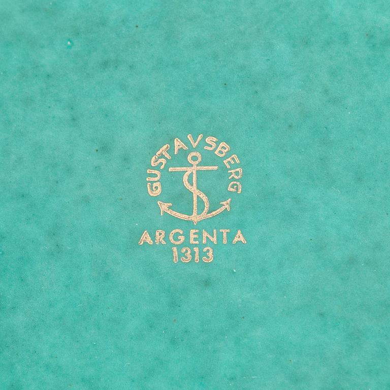 Wilhelm Kåge, ljusstakar, ett par, samt skål, "Argenta", Gustavsberg.