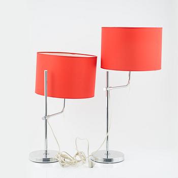 A pair of chrome model B-142 table lamps from Bergboms, 1970's/80's.