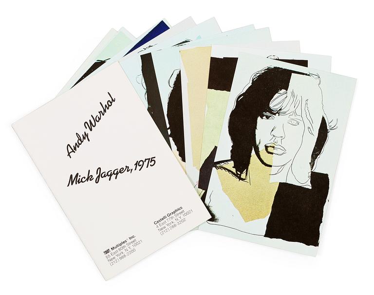 Andy Warhol (Efter), "Andy Warhol. Mick Jagger, 1975" (Announcement cards).