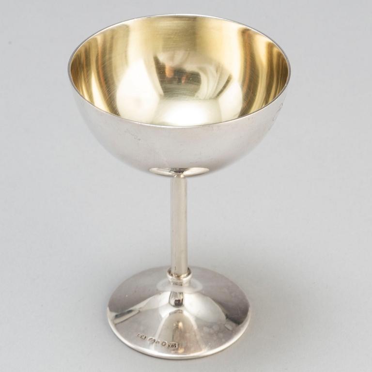 A set of twelve silver cocktail glasses, mark of K Andersson, Stockholm 1929.