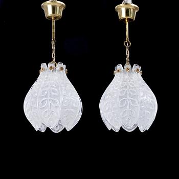 Carl Fagerlund, a pair of ceiling lamps, Orrefors, second half of the 20th century.