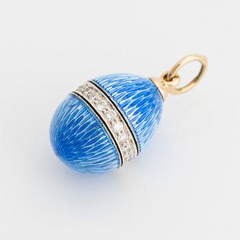 W.A Bolin, jeweled egg with blue and black enamel and a band of brilliant-cut diamonds.