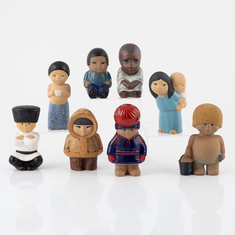 Lisa Larson, a set of eight figurines from the series 'All världens barn', Gustavsberg and Rörstrand.
