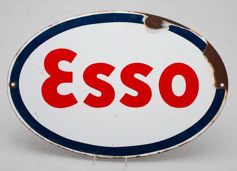 REKLAMSKYLT, emalj, Esso, 1900-talets mitt.