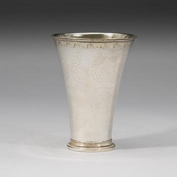 A Swedish 18th century parcel-gilt beaker, Nils Orstedt, Norrköping 1776.