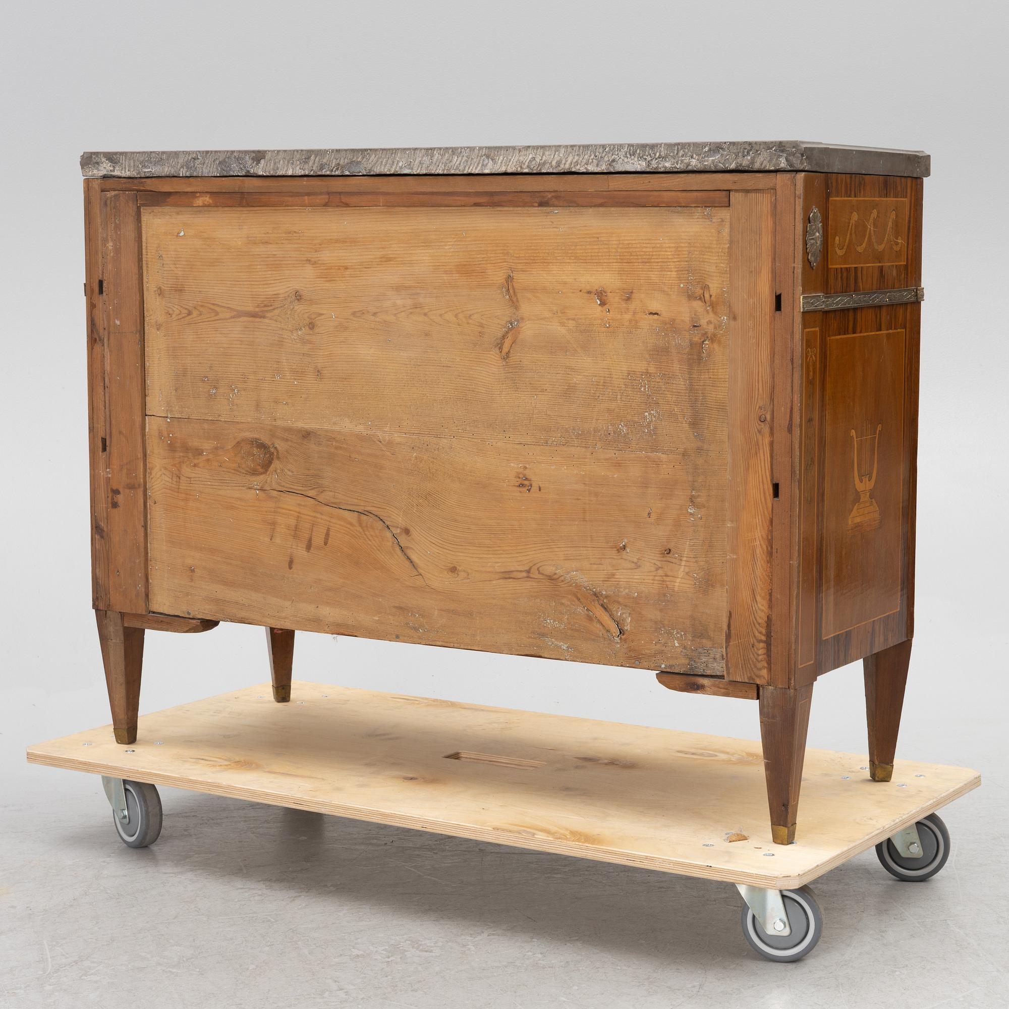 A Gustavian style chest of drawers, late 19th century.