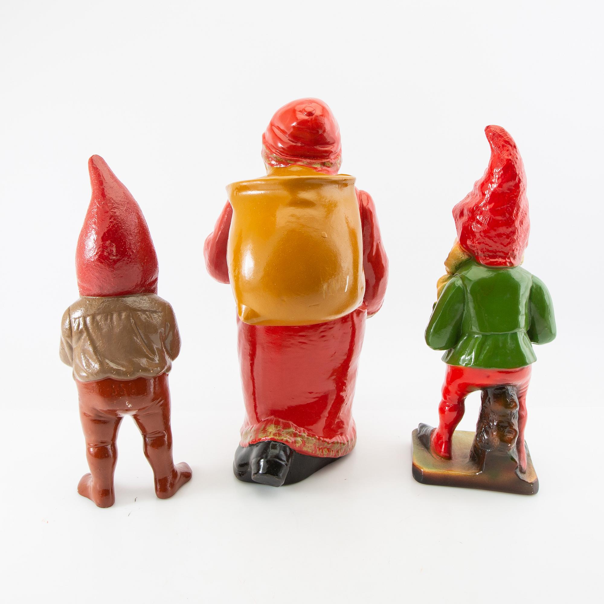 Gnomes 6 pcs mostly Germany mid/second half of the 20th century painted terracotta.