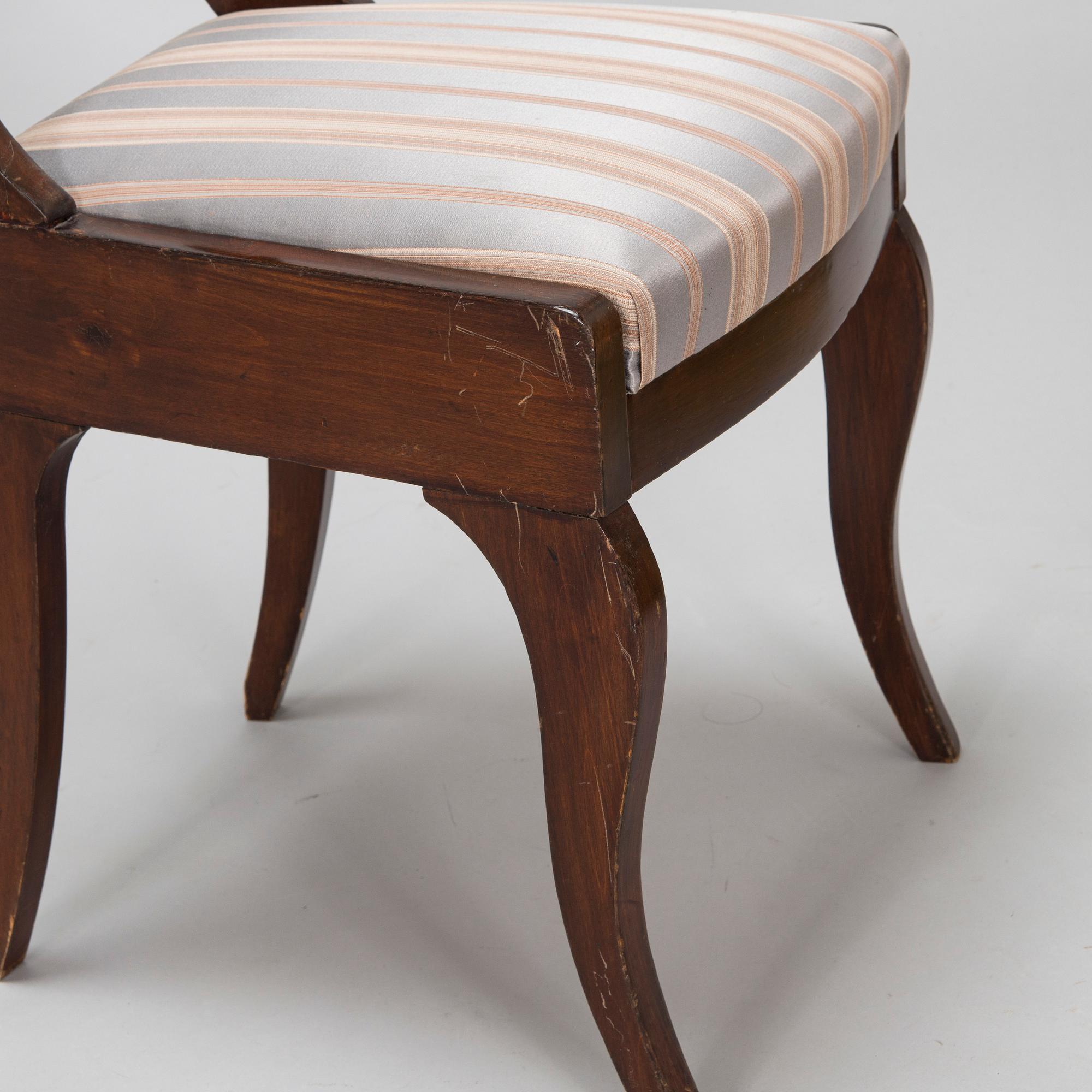 Stolar, 4 st, biedermeier, sannolikt Finland 1830-50-tal.