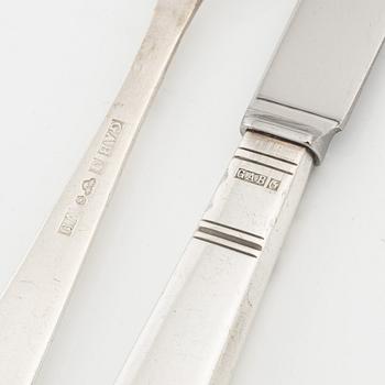 A Swedish 20th century set of 52 pcs of silver cutlery "Rosenholm" mark of J Ängman/GAB Stockholm 1960s ,