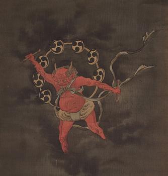 RULLMÅLNINGAR, sex stycken, tusch och färg på papper. Japan, Meiji (1868-1912).
