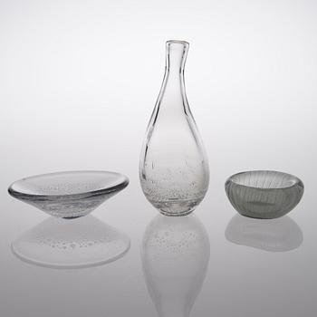 KAJ FRANCK, 3 pcs, Iittala and Nuutajärvi, signed.