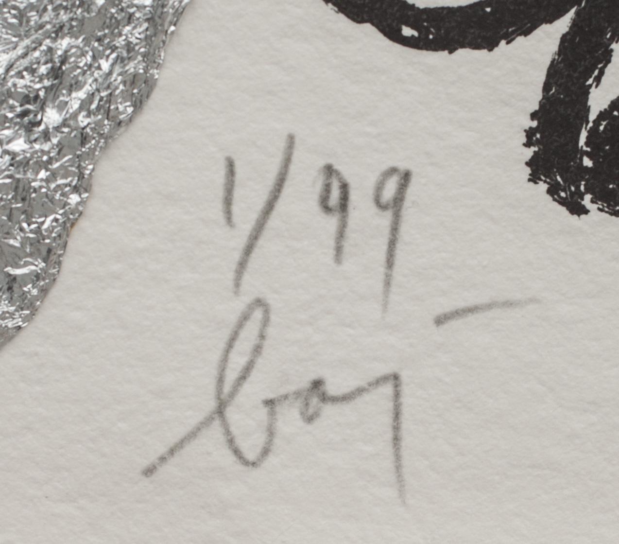 ENRICO BAJ, bokomslag, carborundum, signerad och numrerad 1/99.