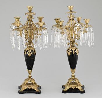 KANDELABRAR, ett par, Oscarianska, 1800-talets slut.
