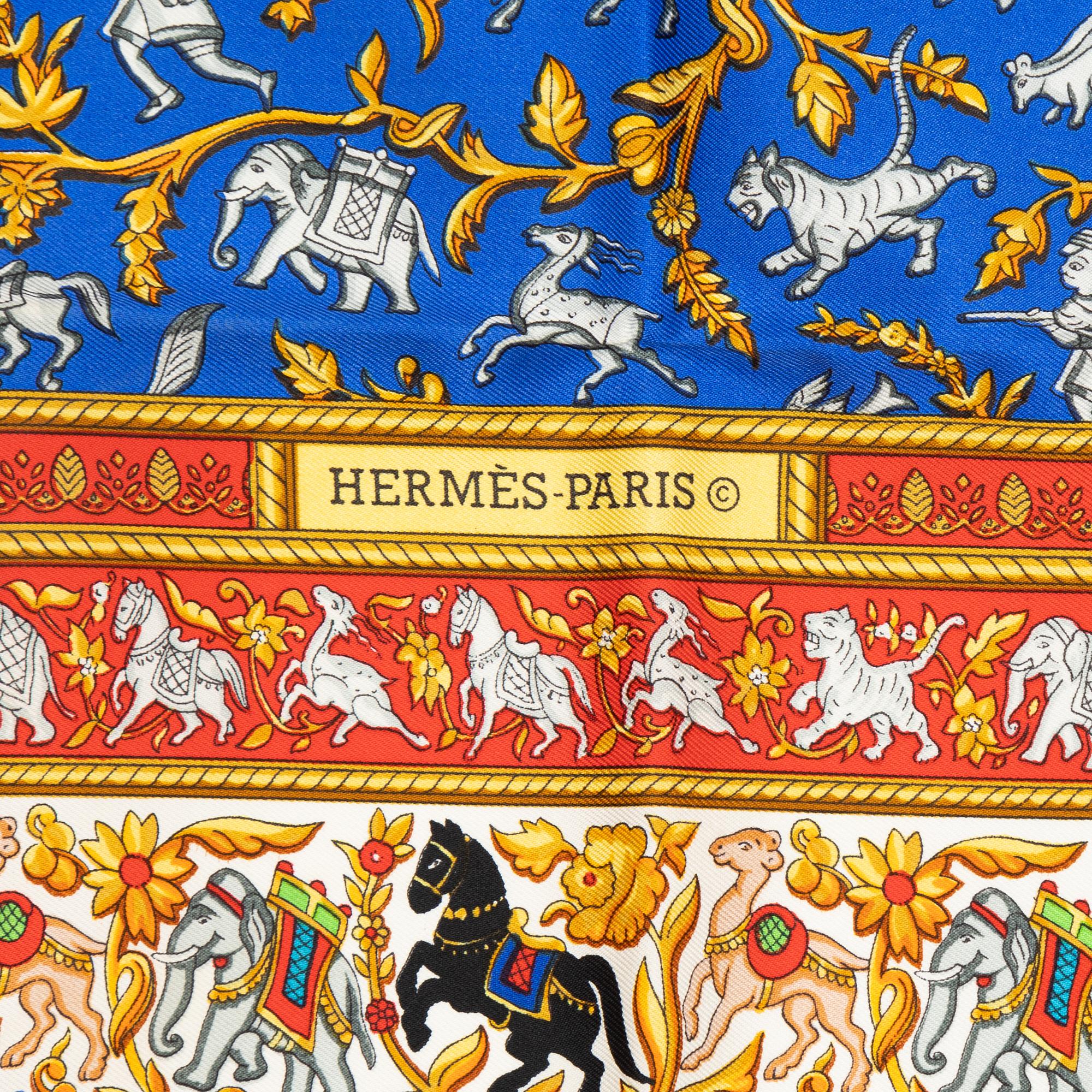 Hermès, a 'Chasse en Inde' silk scarf.