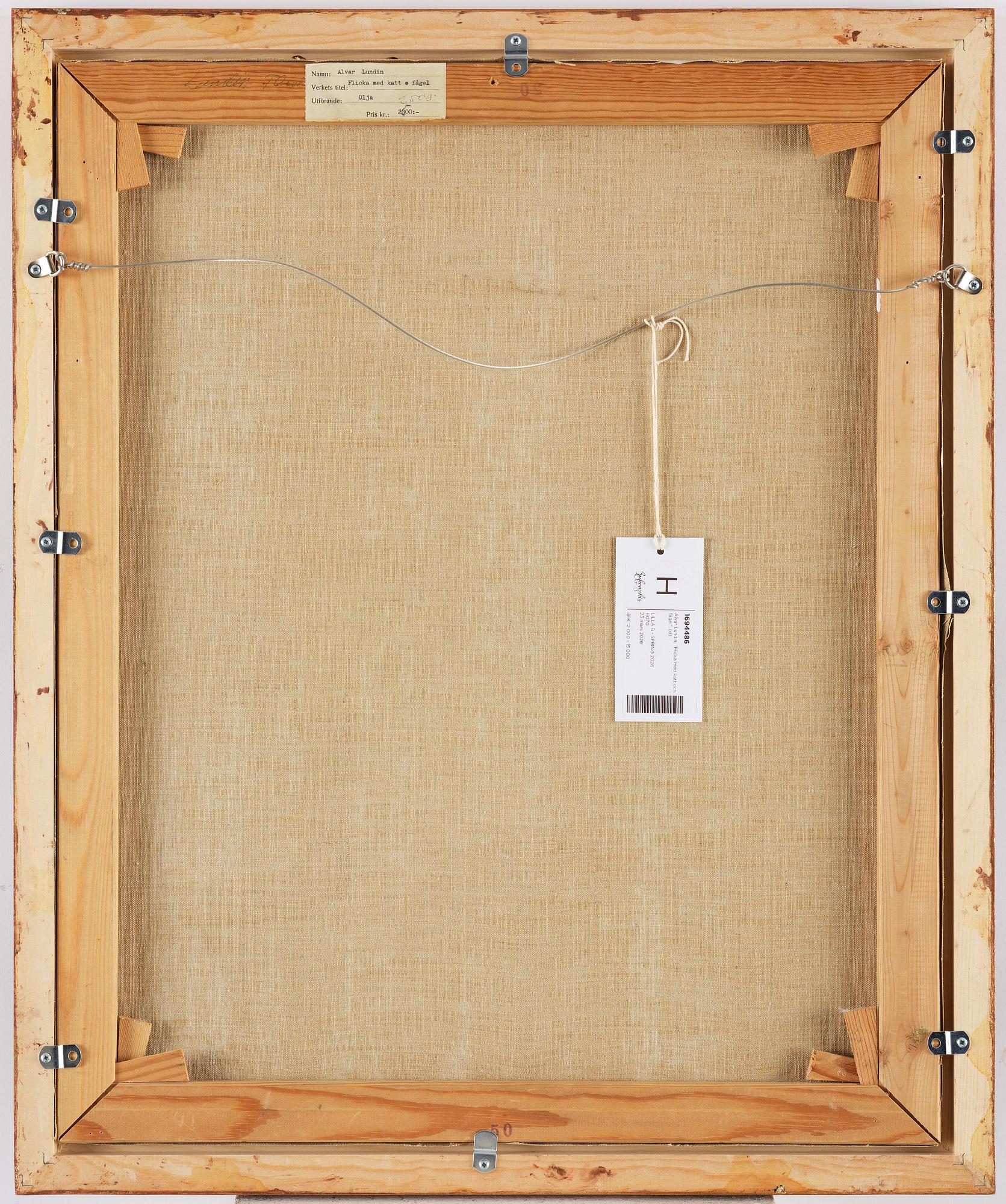 Alvar Lundin, "Flicka med katt och fågel".