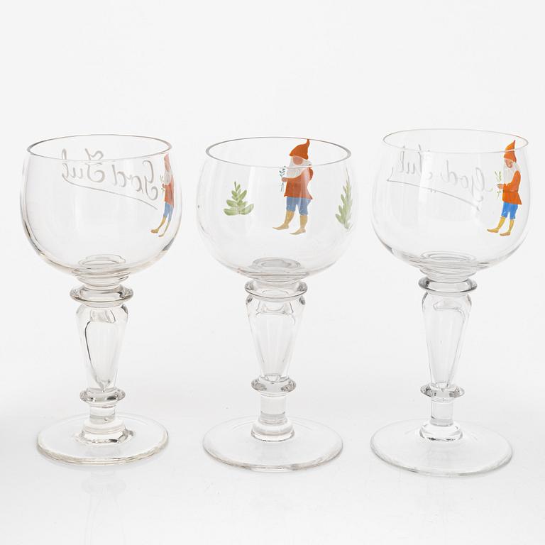 Ölglas, 6 st, glas, 1900-talets mitt.