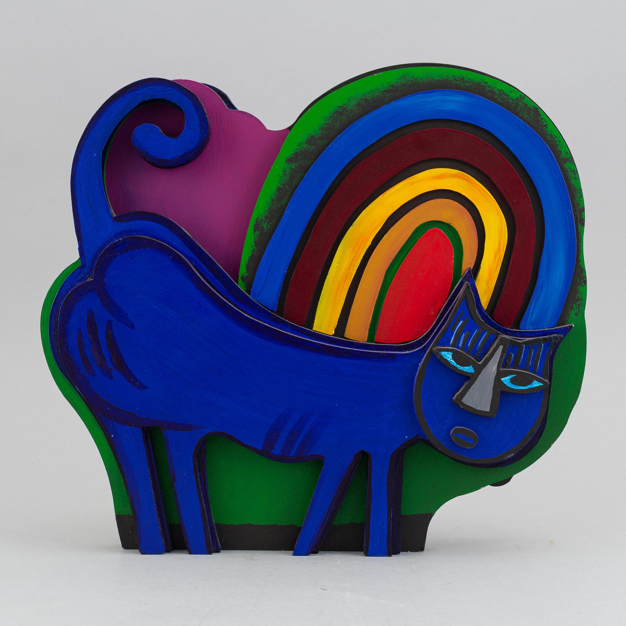 Beverloo Corneille, sculpture, painted wood, signed and dated 2000, numbered 15/150.