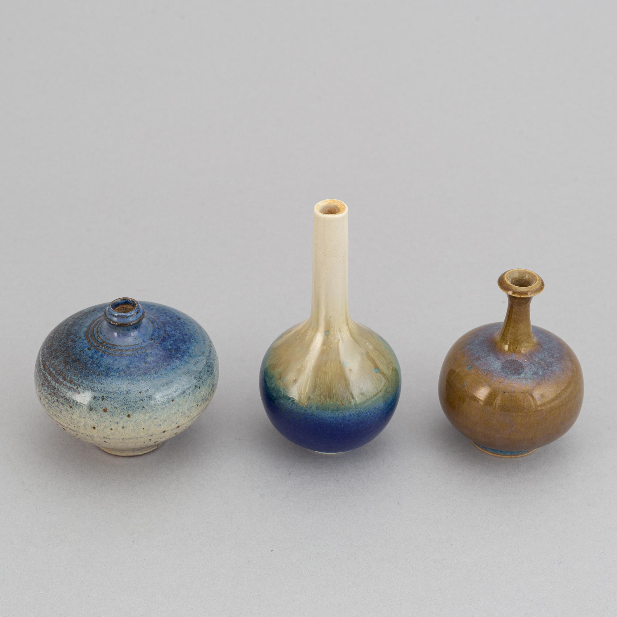 A set of seven stoneware vases, including Bertil Lundgren, Rörstrand, Klase Keramik, Gunnar Anderson and  Yngve Blixt.