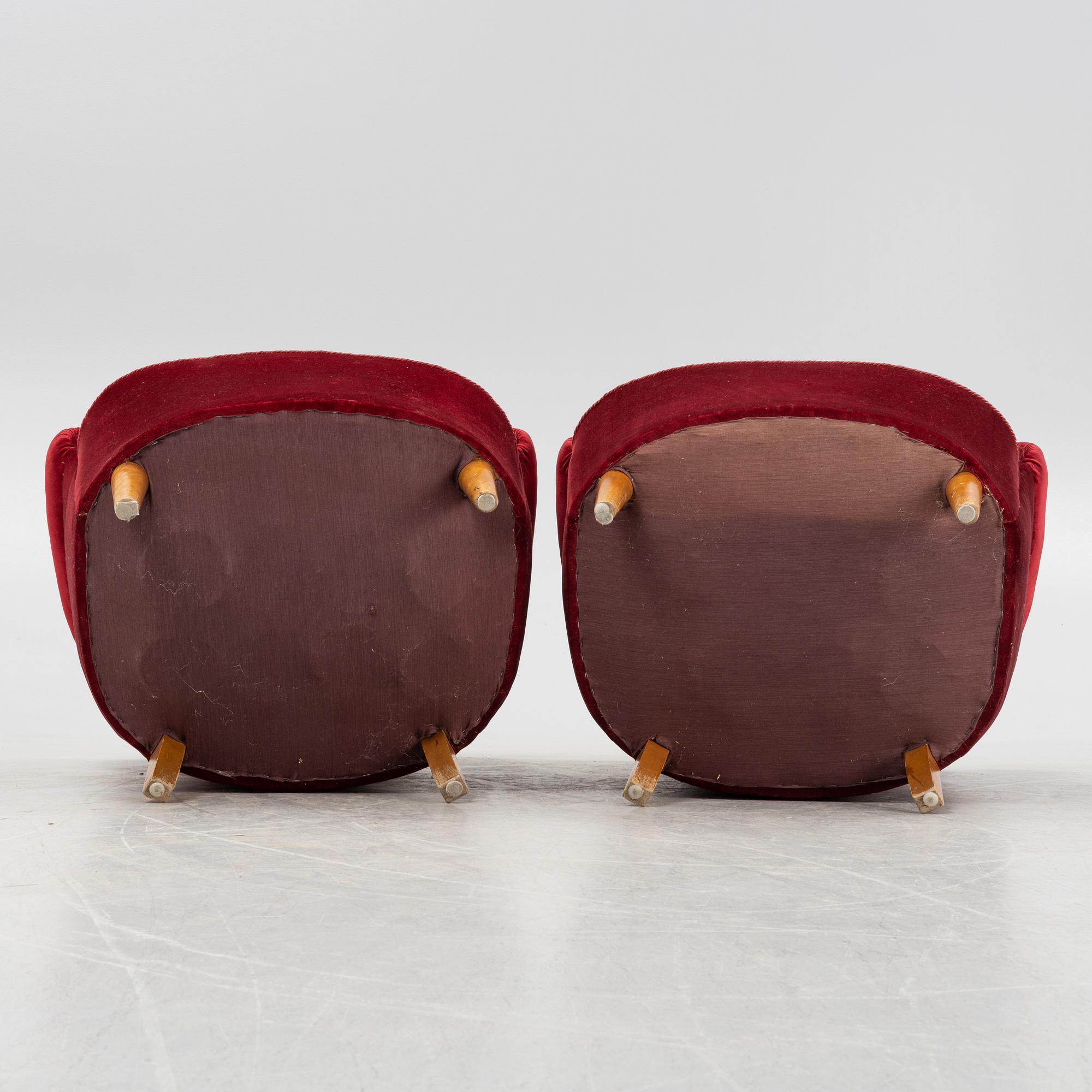 A pair of Swedish Modern armchairs, 1940's.