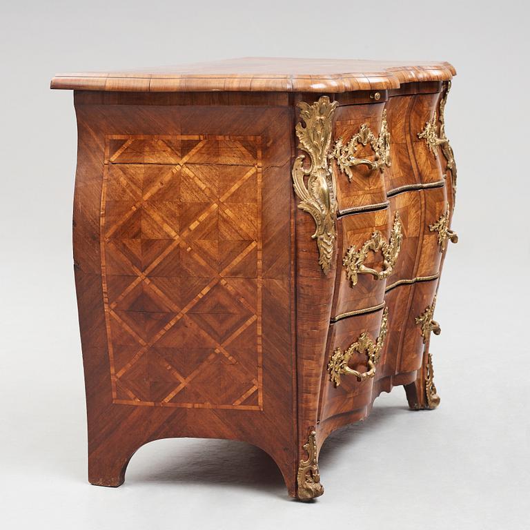 A Swedish Rococo 18th century commode by Christian Linning, master 1744.