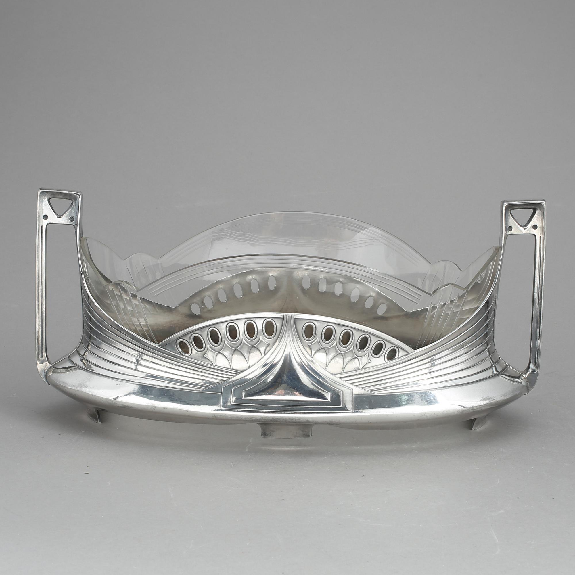 JARDINIERE, britaniametall, Wurttembergische Metallwarenfabrik, WMF, jugend, tidigt 1900-tal.