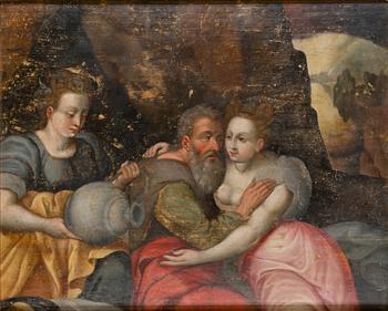 Unknown master, 16th/17th century, Flemish school, Lot and his daughters.