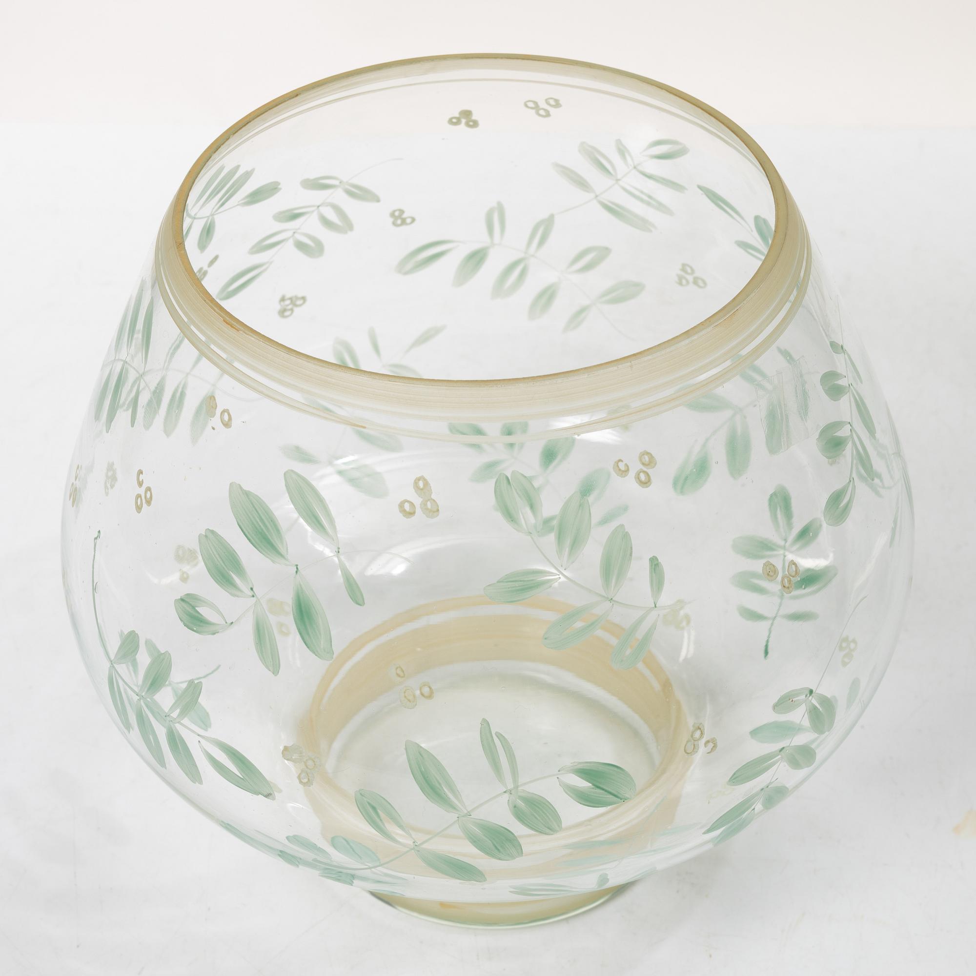 Vase, painted glass, Köklax Glasbruk, Finland 1940s.