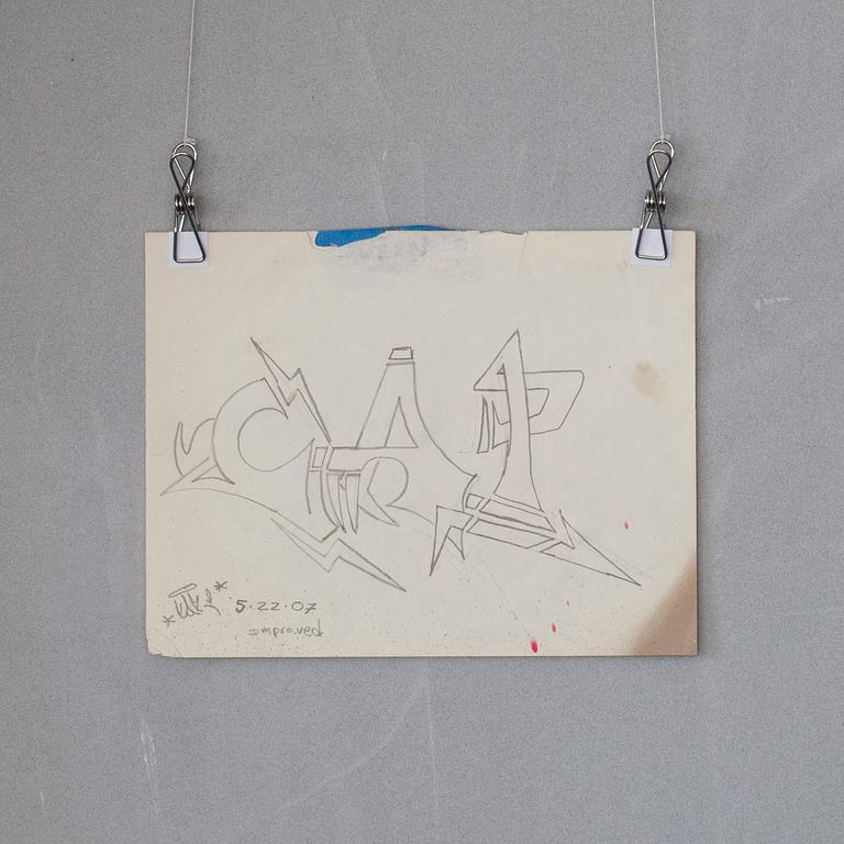 "CAP", ROBERT KARDASH, blyertsteckning, signerad och daterad 2007.05.22.
