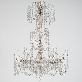 A Louis XVI-style six-light candelier, Austria/Bohemia, late 18th century.