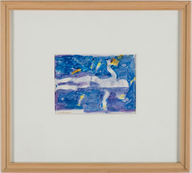 OLLE NYMAN, 3 pcs, mixed media on paper/plastic foil, signed.