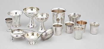 PARTI SILVER, 14 delar, 1800/1900-tal. Tot vikt ca 555 gram.