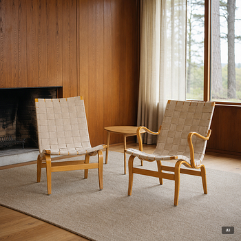 Bruno Mathsson, a matched pair of 'Eva' easy chairs, Firma Karl Mathsson, Värnamo, 1961.