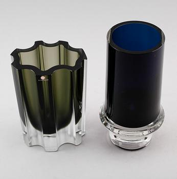 VASER, 2 st, glas, Tapio Wirkkala, signerade, IIttala.
