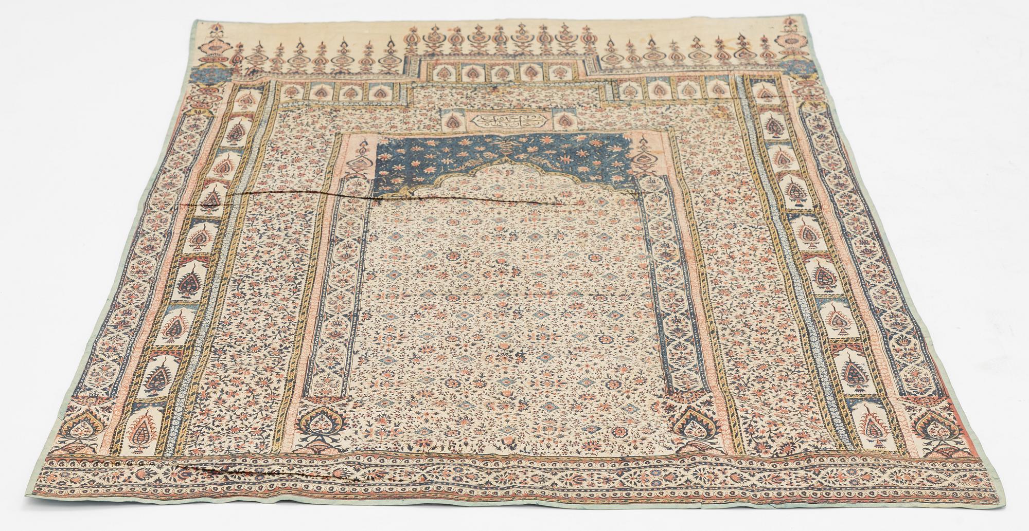 A prayer rug, antique Kalamkari, Isfahan Qajar dynasty, c. 128 x 90 cm.
