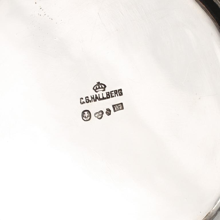 KAFFESERVIS, 3 delar, silver, C G Hallberg, Stockholm, 1916/17. Vikt 1300 g.