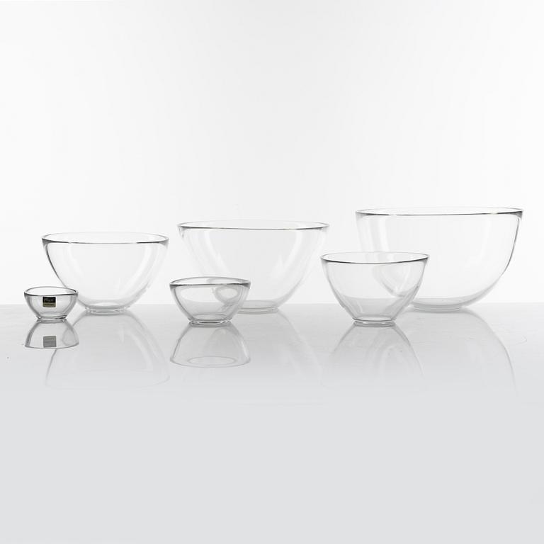 Sven Palmqvist, 29 'Fuga' glass bowls, Orrefors, Sweden.