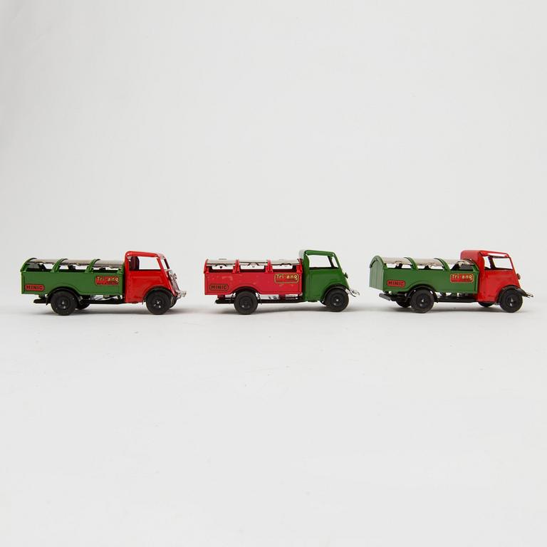 Nine Tri-Ang Minic Toys cars England 1950s.