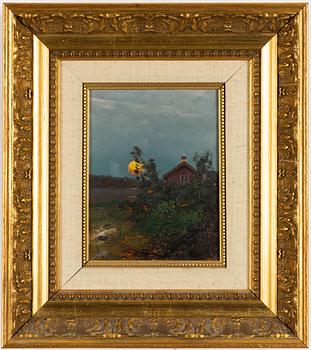 Konrad Simonsson, olja på pannå, signerad.