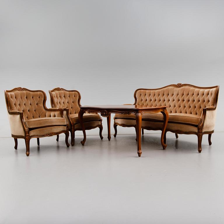 SALONGSGRUPP, 4 delar, rokokostil, 1900-talets andra hälft.