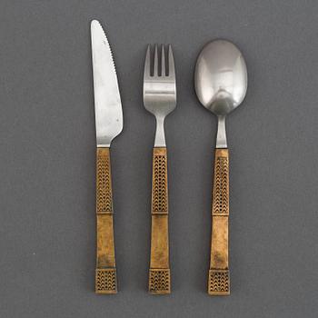 Pentti Sarpaneva, 24 pcs bronze and stainless steel flatware.