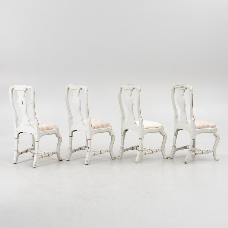 Chairs, 4 pcs, probably Bergslagen, mid-18th century, Late Baroque.