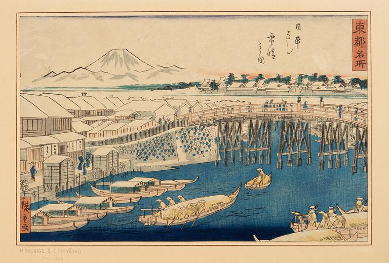 Ando Utagawa Hiroshige, 'Nihon Bashi' och 'Takanawa no Zu'.