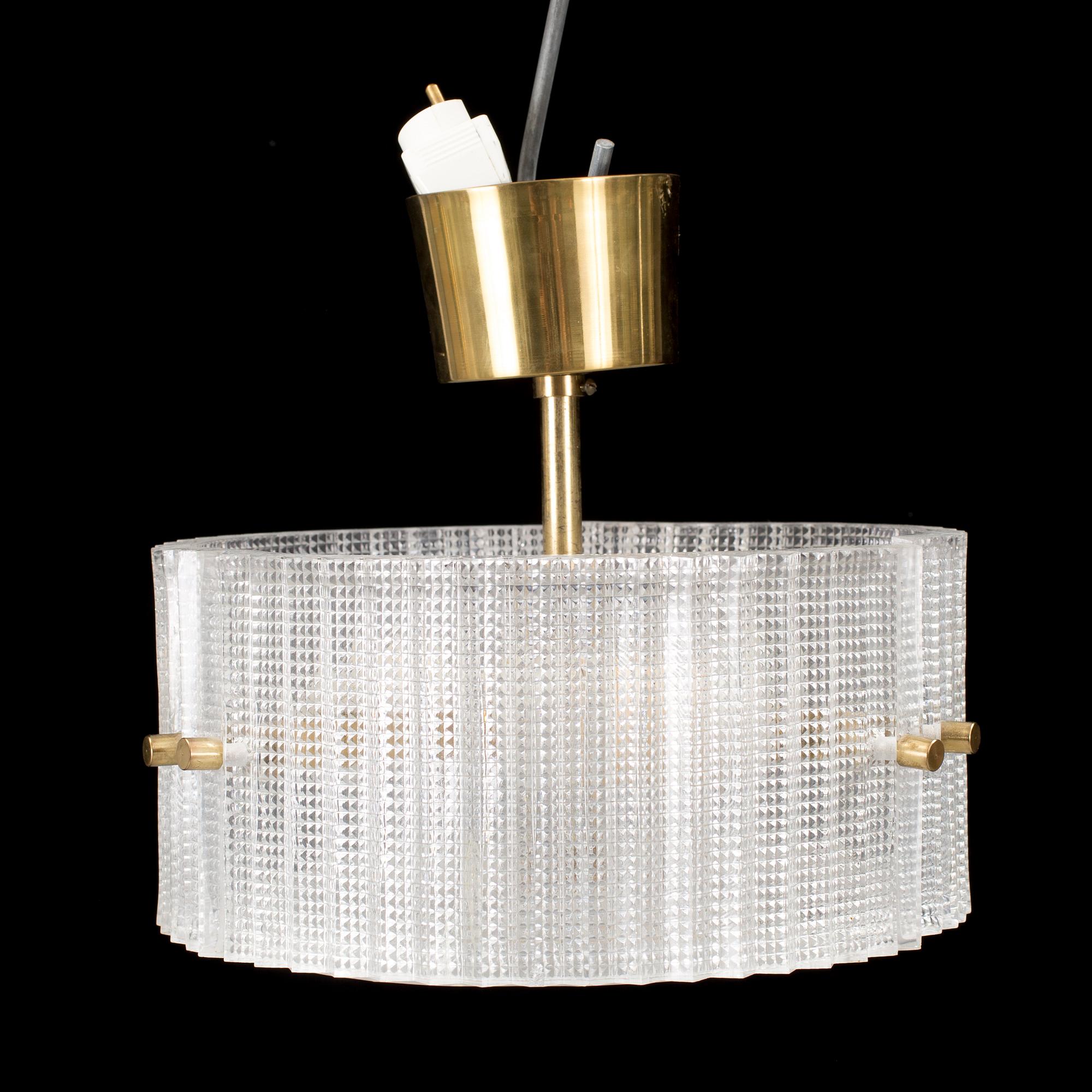 CARL FAGERLUND, taklampa av glas, Orrefors, 1950/60-tal.